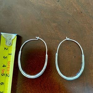 Diane Von Furstenberg Silver New DvF Oval Hoop Earrings